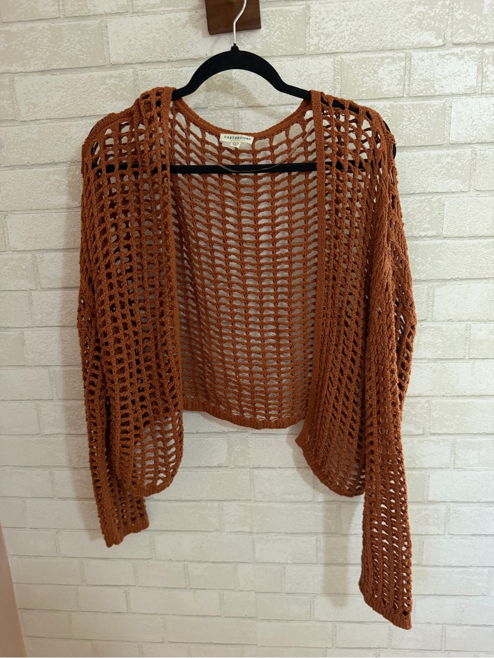 EARTHBOUND Open Weave Cropped Cardigan in Rust #3119